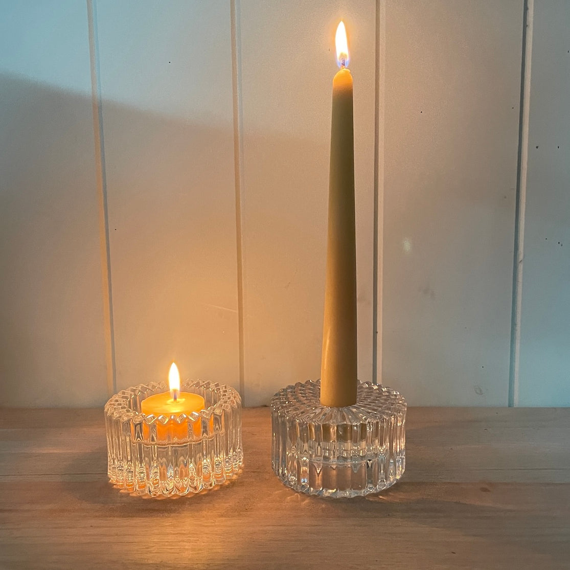 Happy Flame hand thrown ceramic taper candle holders