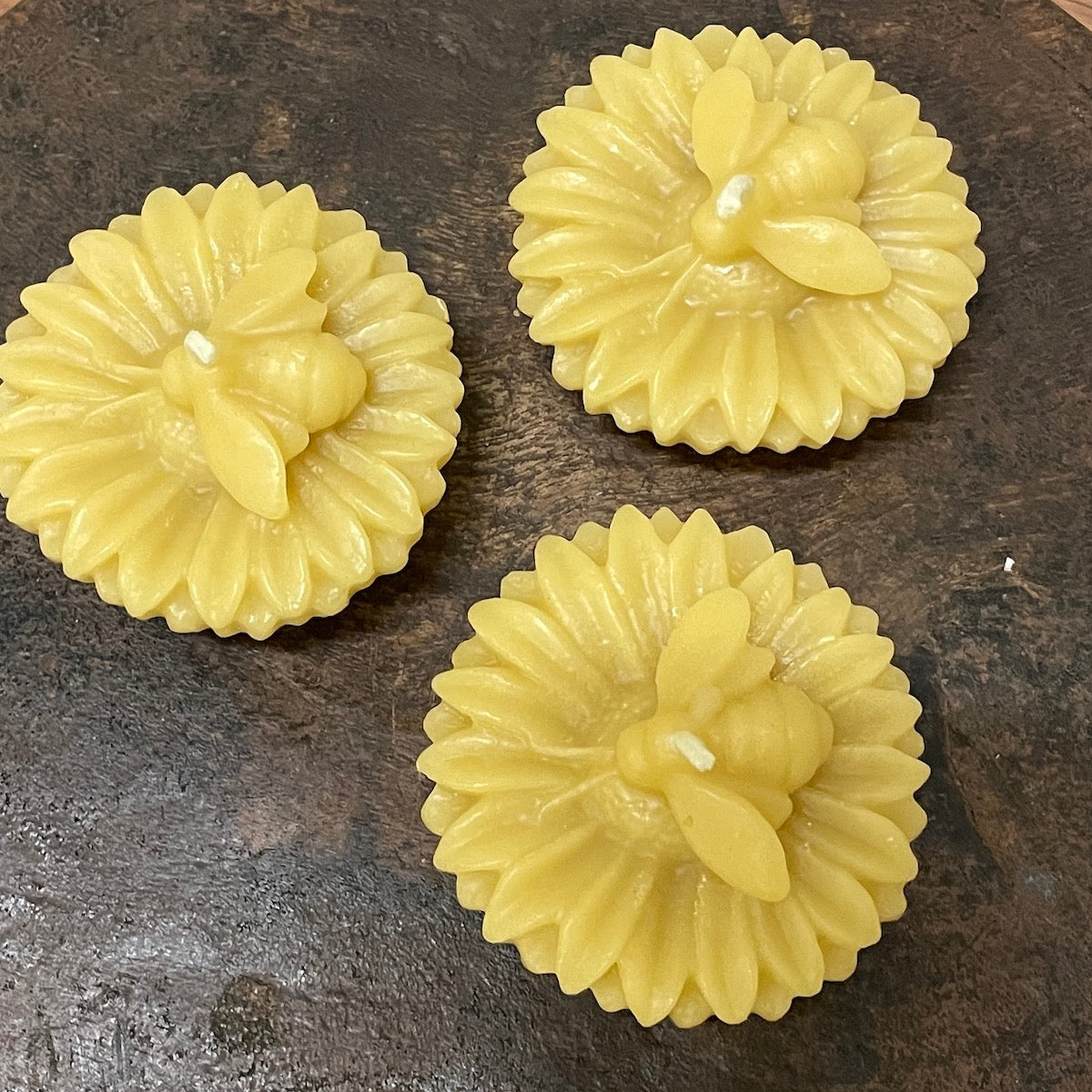 Honeybee on a flower - a floating beeswax candle Decorative Happy Flame