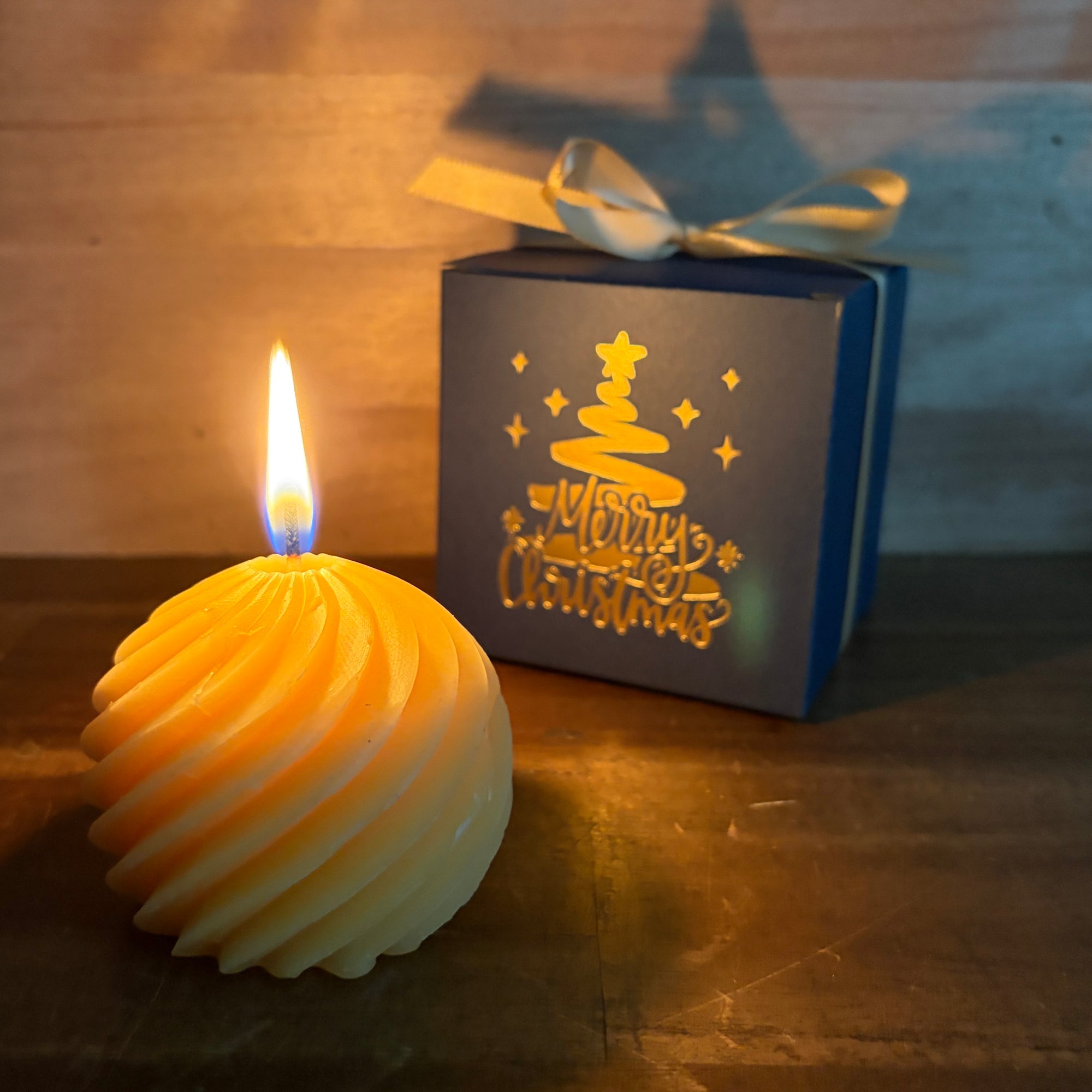 Swirl Beeswax Christmas Candle