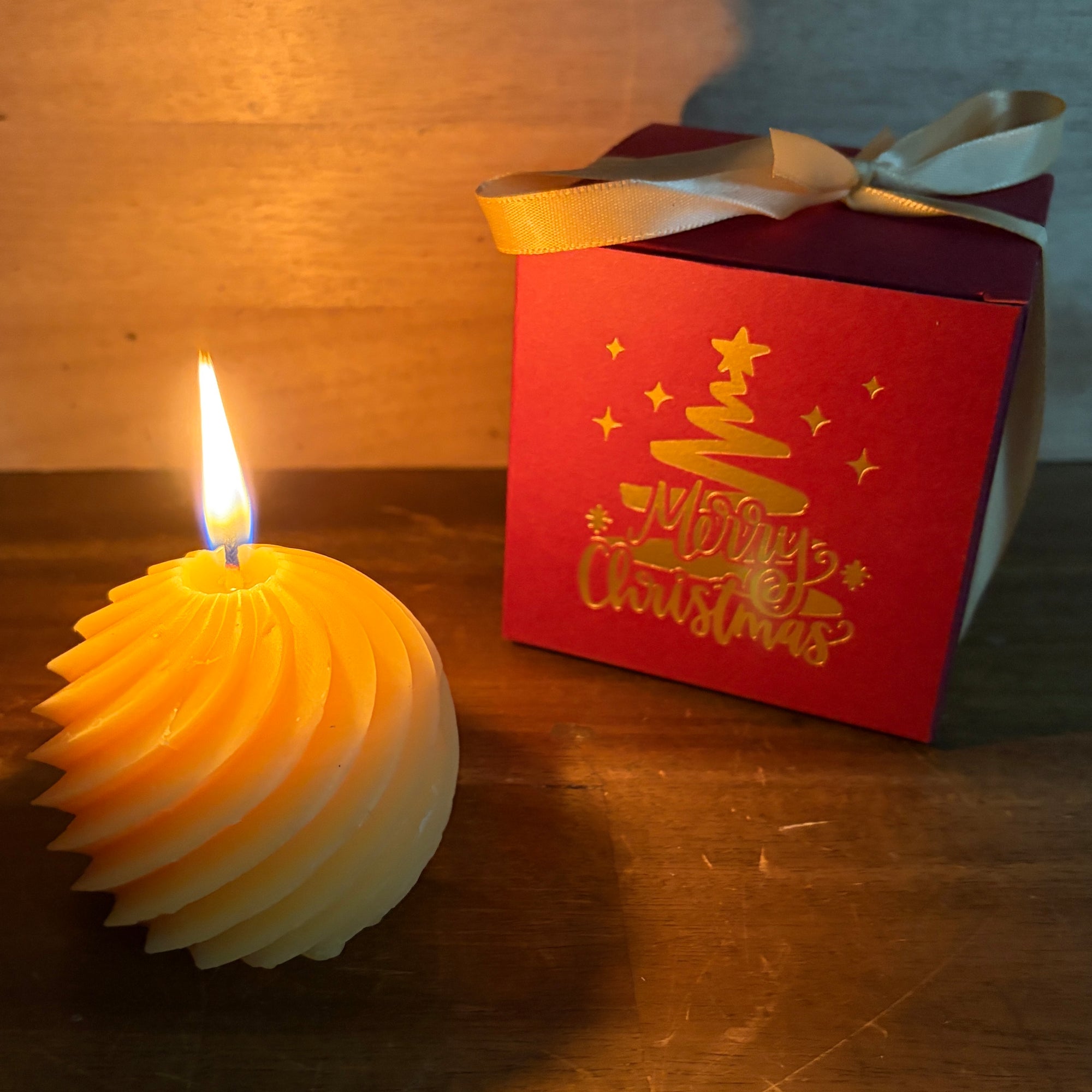 Swirl Beeswax Christmas Candle