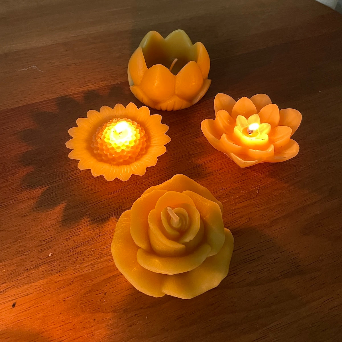 Beeswax spring flower candle pack + free bee candle
