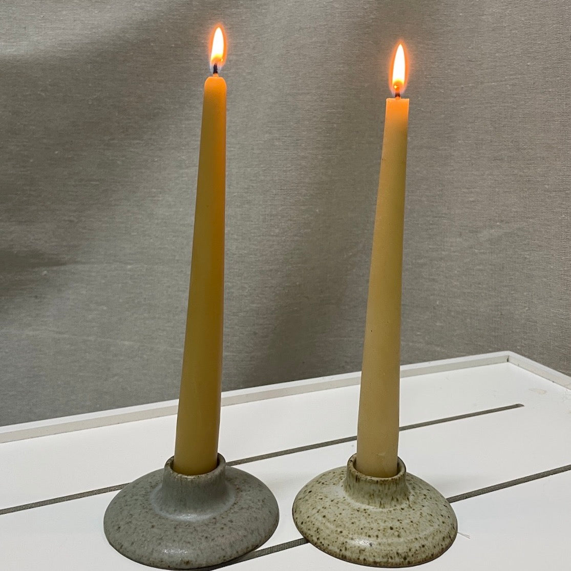 Hand thrown ceramic taper candlestick holder