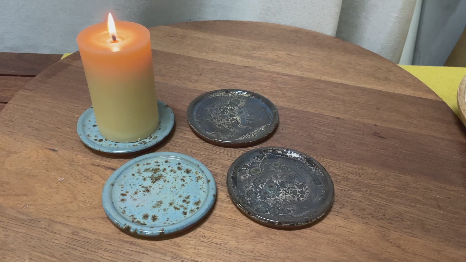 Video showing our hand thrown ceramic candle plates
