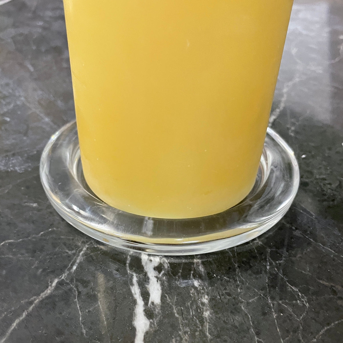 Round glass candle plate Happy Flame