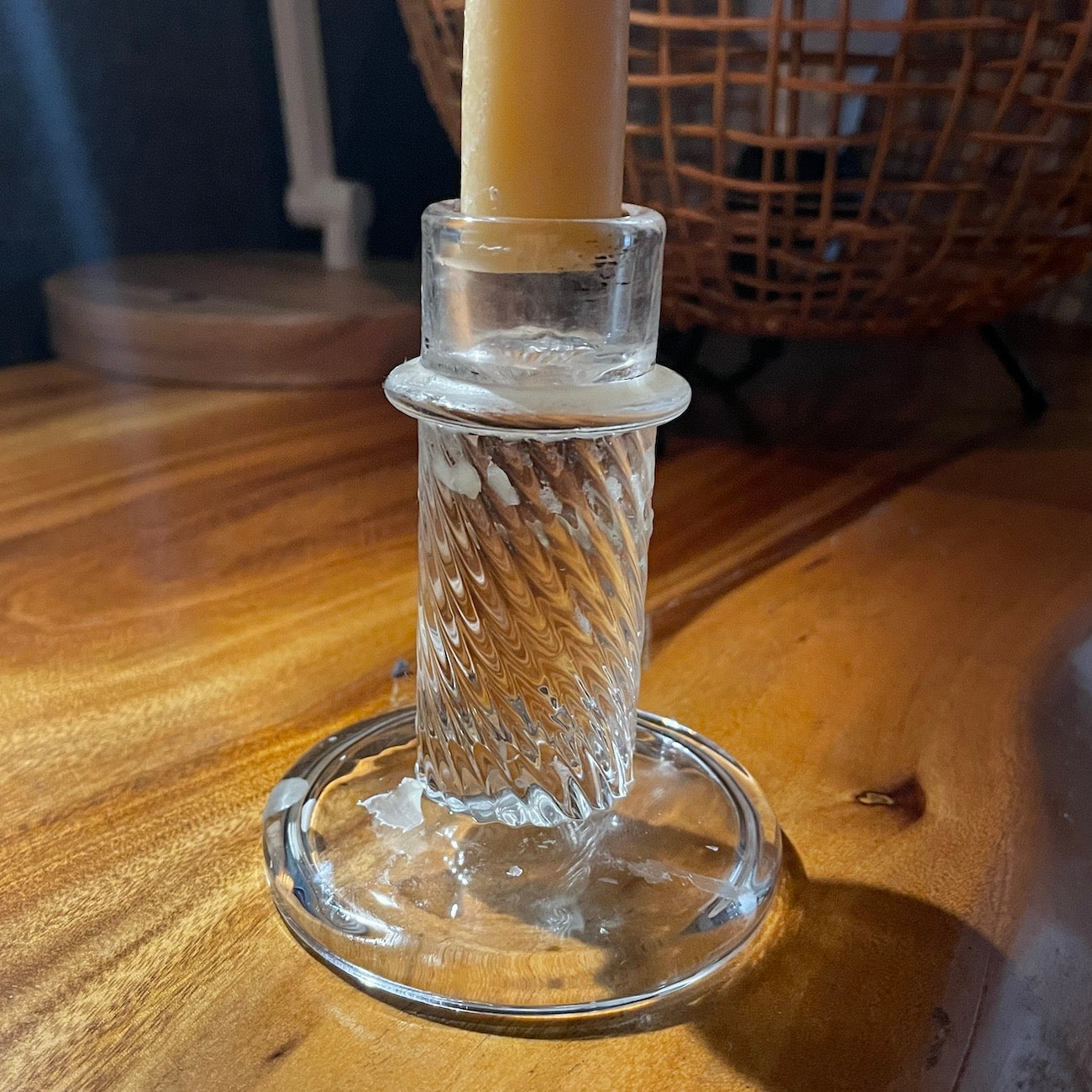 Glass candle stick holders Happy Flame Cut glass style