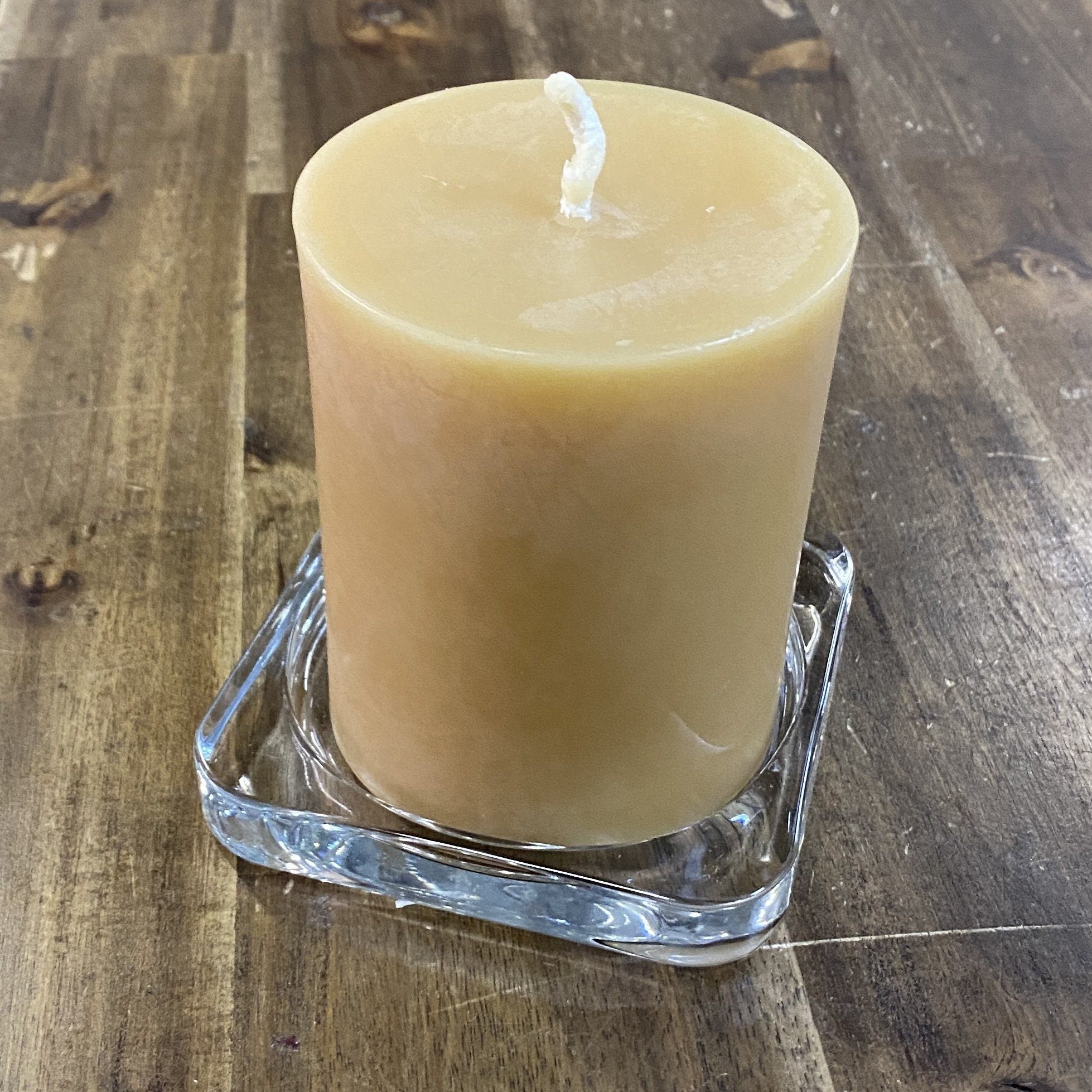 Glass candle plate Happy Flame