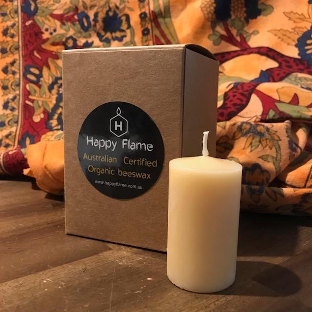 Happy Flame certified organic Mullumbimby Lights made from certified organic beeswax