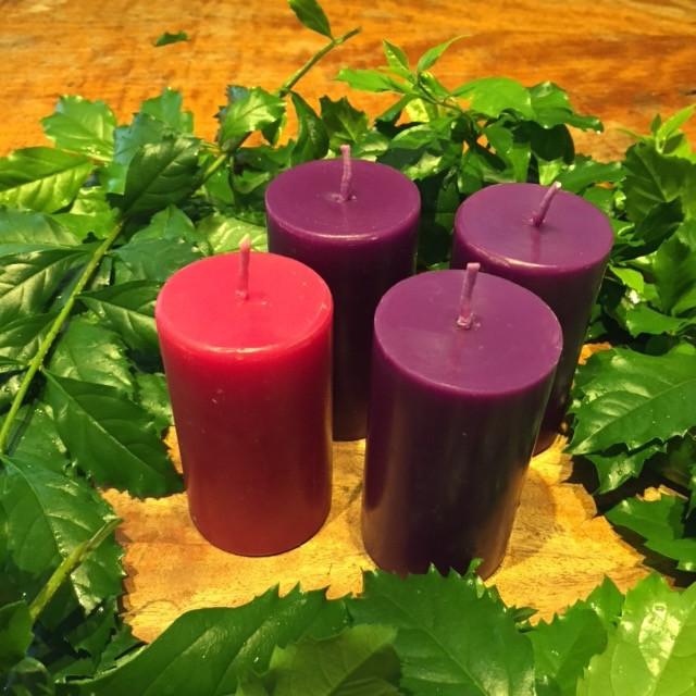 Happy Flame Christmas Longer burning Advent Set (3 x violet/purple and 1 rose) $68.00 Advent Beeswax Candles