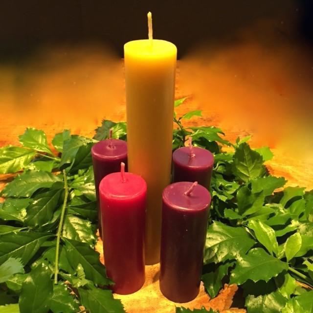 Beeswax Advent Candles - Happy Flame