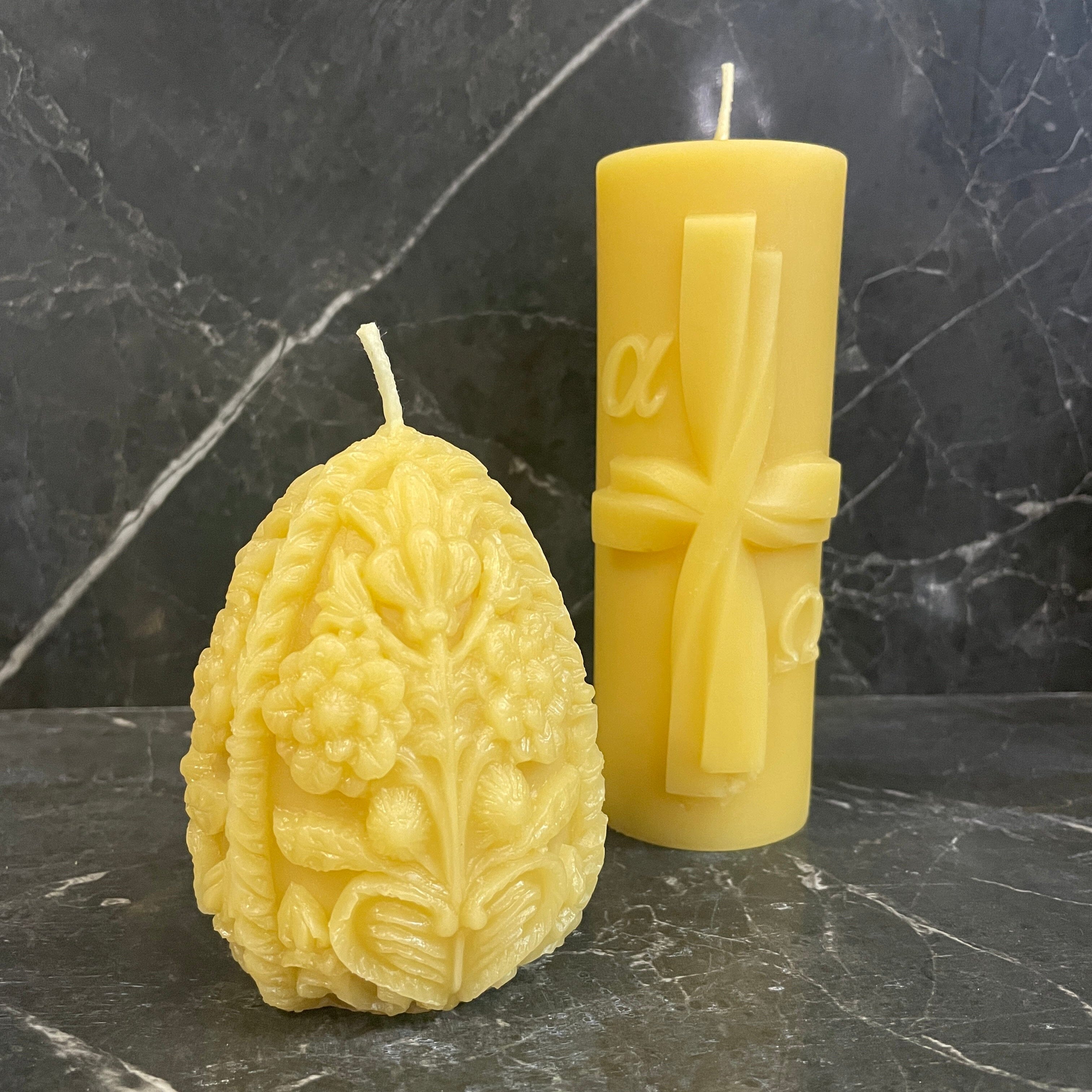 Beeswax Easter Candles - Happy Flame