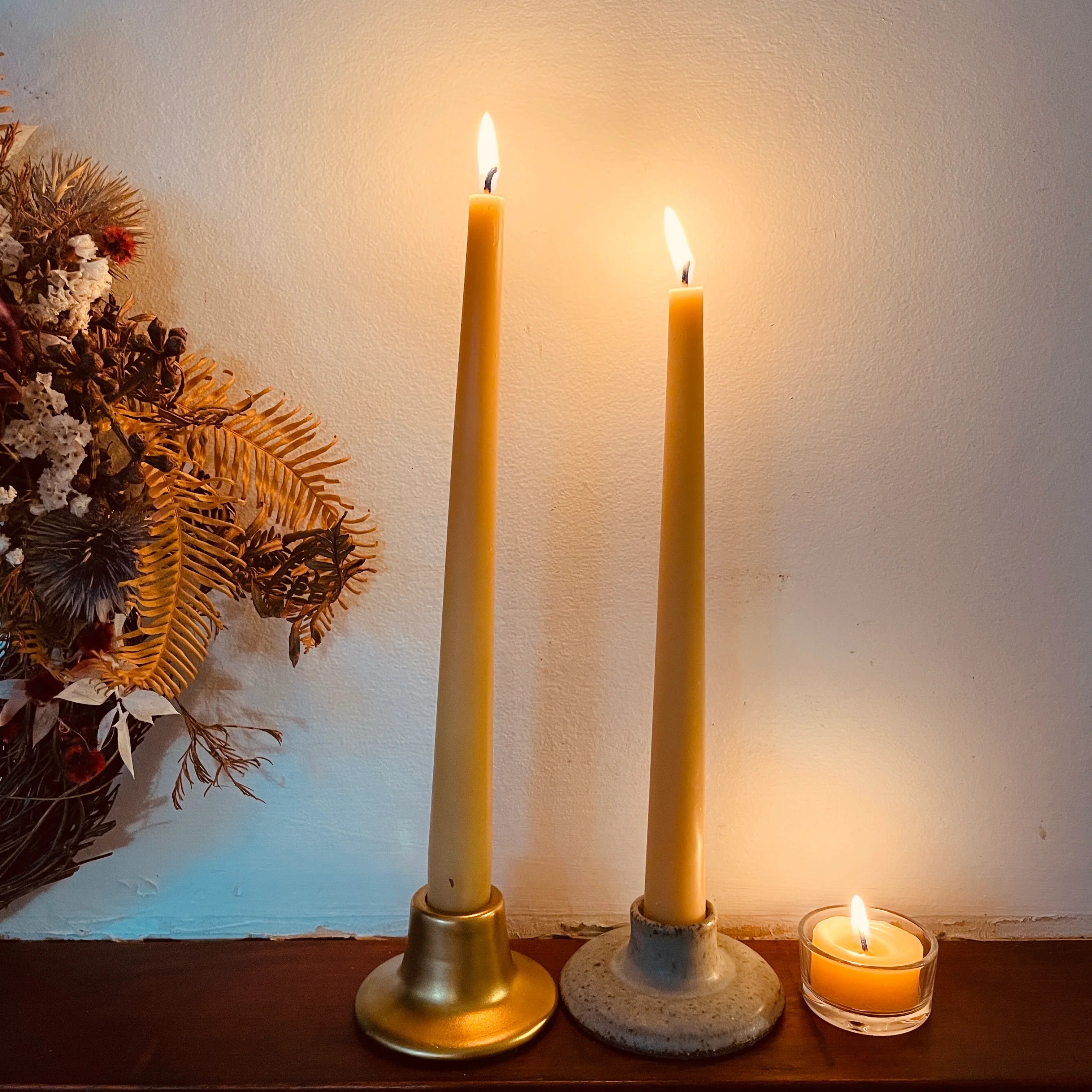 Beeswax Valentine's Day Candles - Happy Flame
