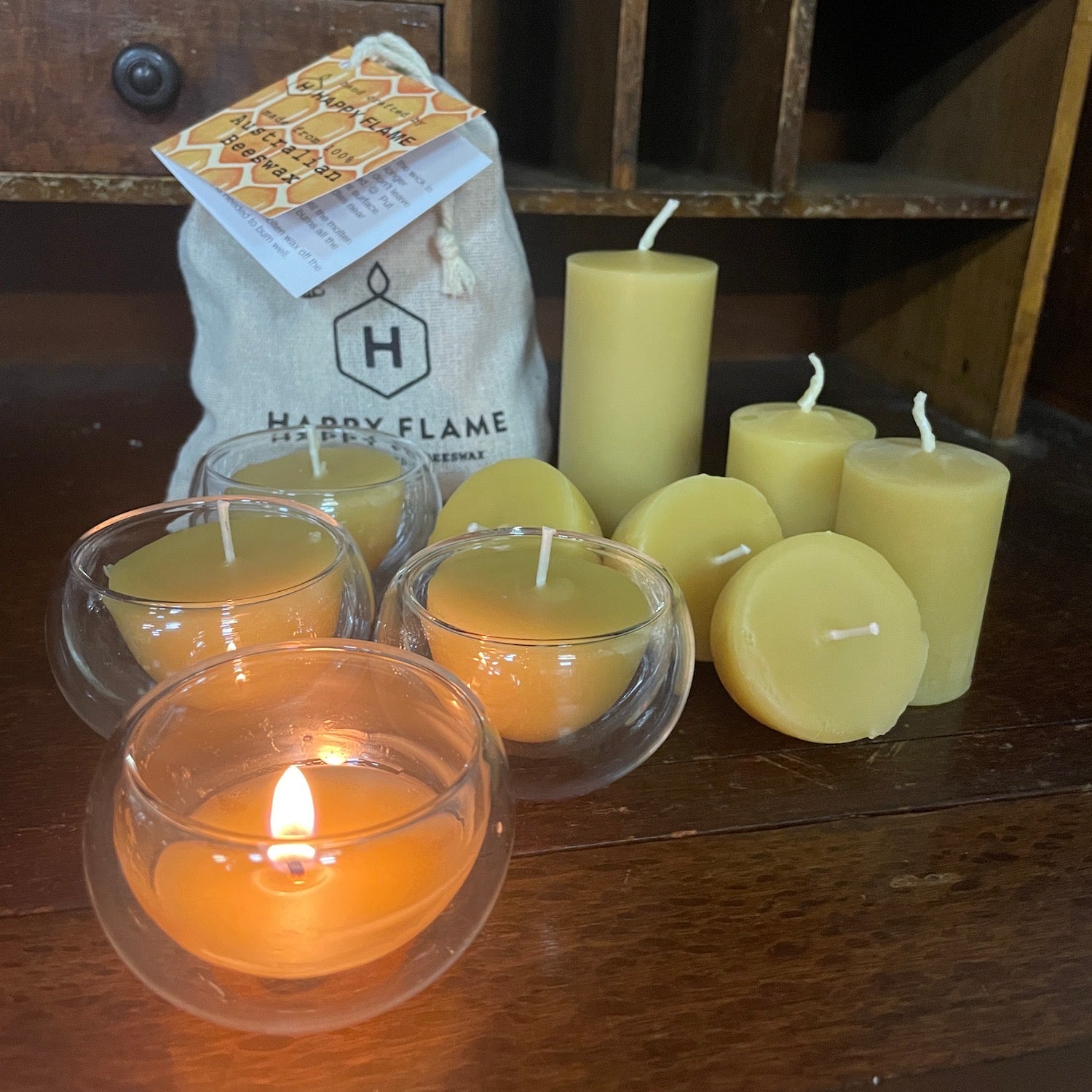 Beeswax candle packs at reduced prices from Happy Flame