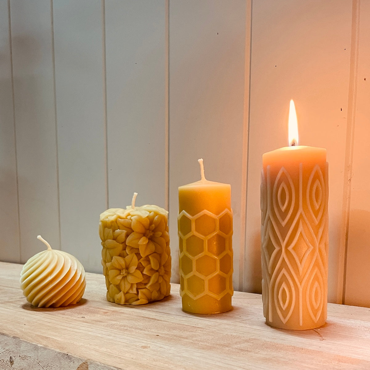 Designer beeswax candles