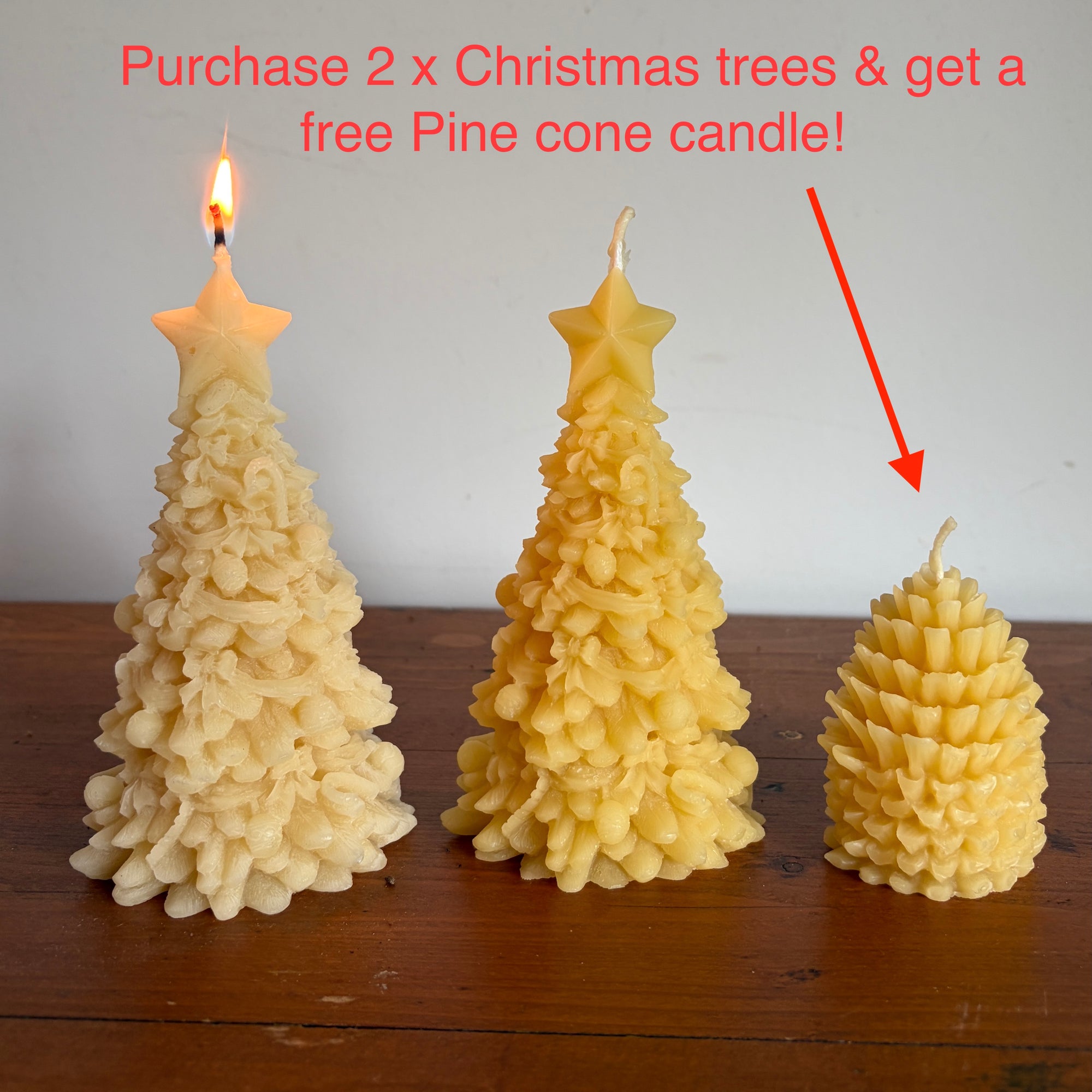 Beeswax Christmas tree and free Pine cone candle- Special offer