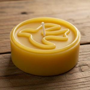 Beeswax candle with Peace Dove symbol-Happy Flame