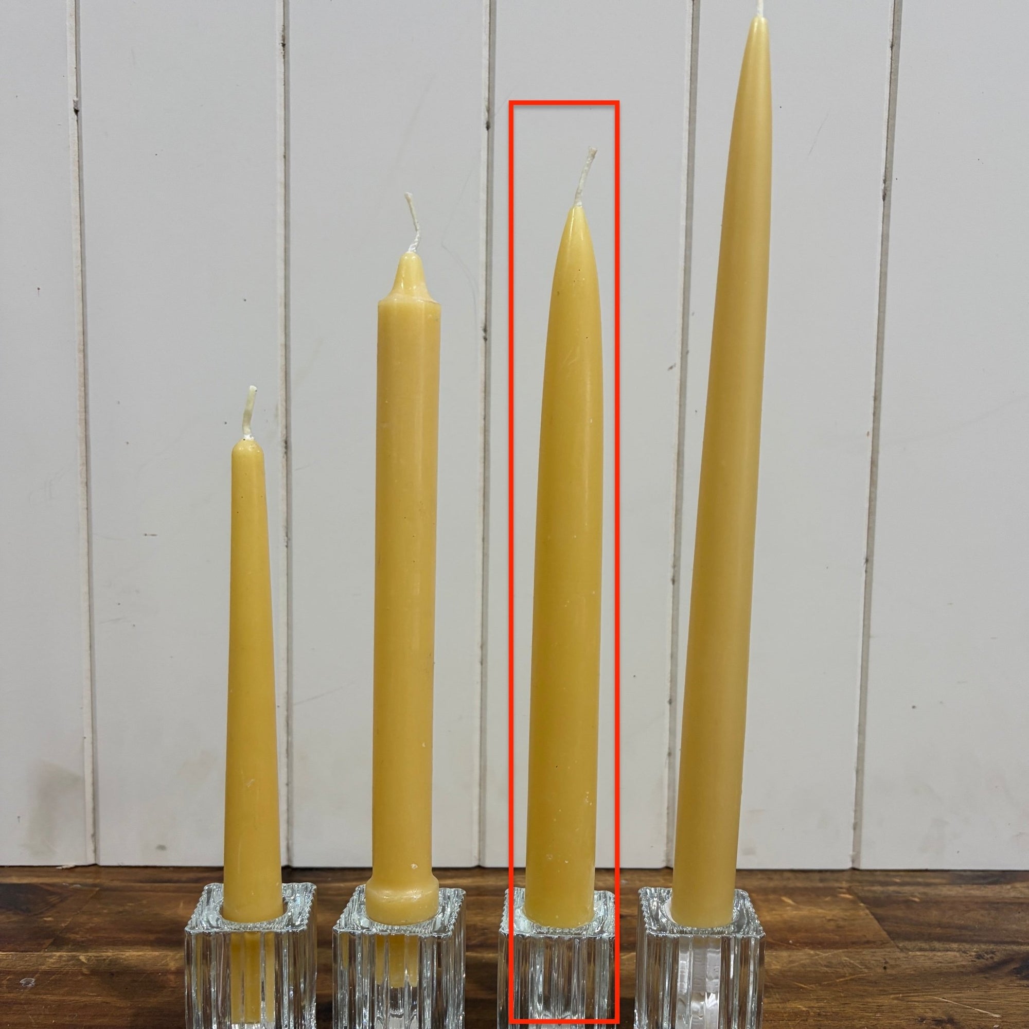 Four beeswax taper candles from Happy Flame