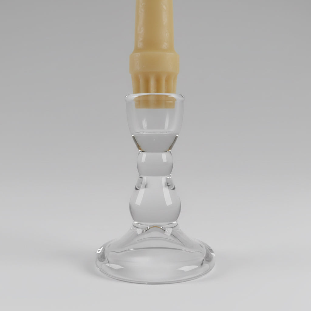 Glass Candle Stick Holder - Happy Flame
