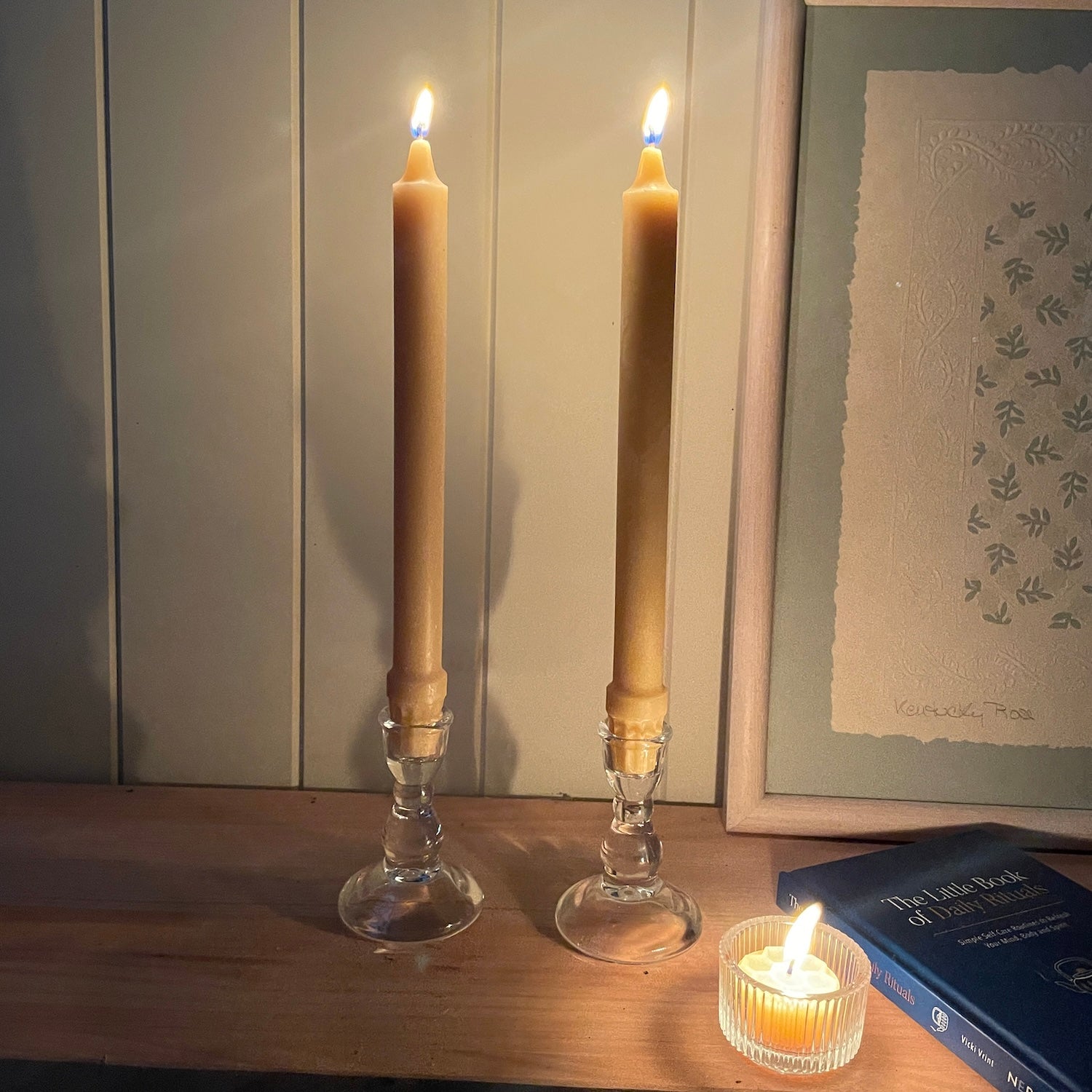 12 hour Beeswax classic candle stick (pair)