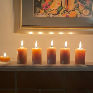 Mullumbimby Lights Small Beeswax Pillar Candle - Happy Flame