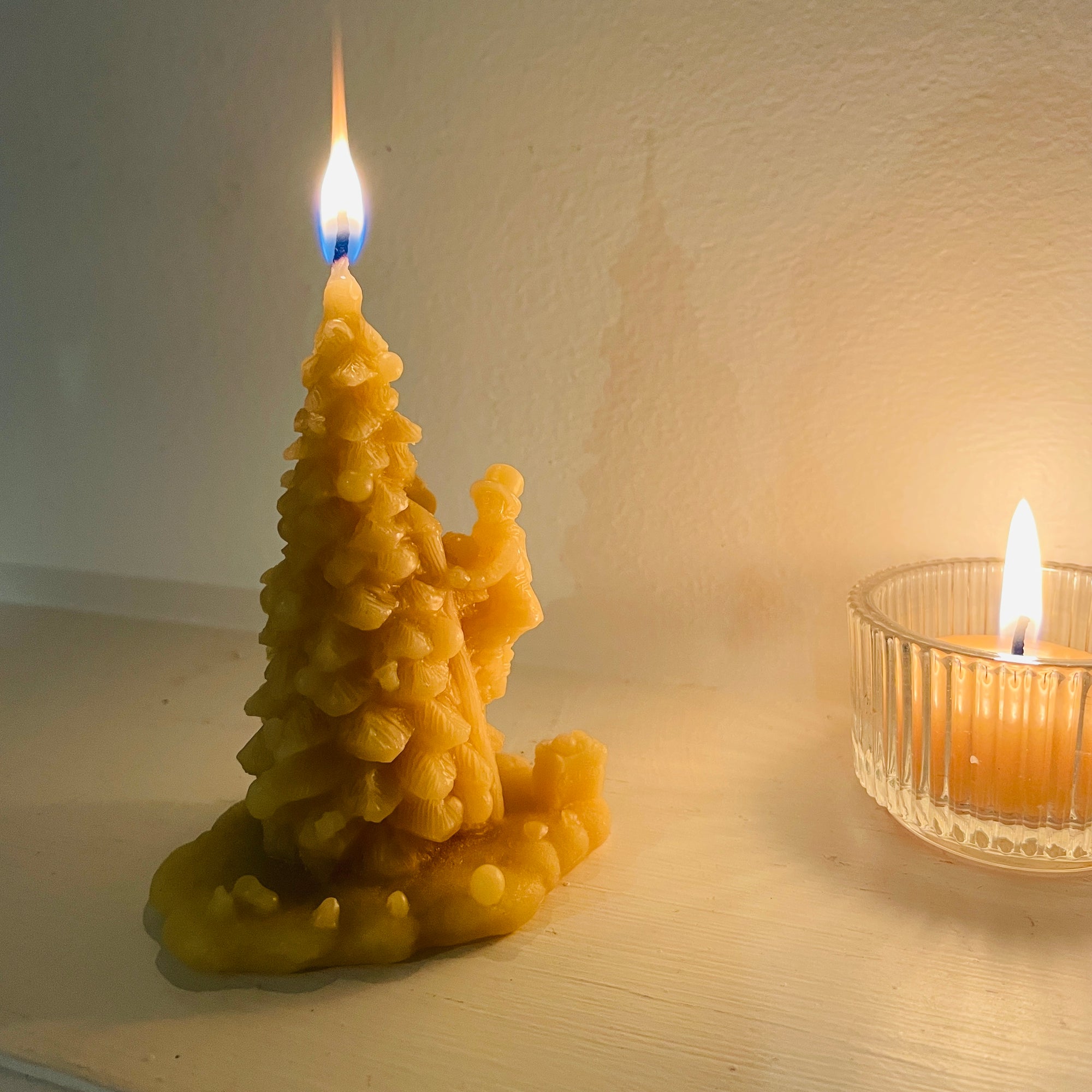 Christmas tree beeswax candle with helper from Happy Flame