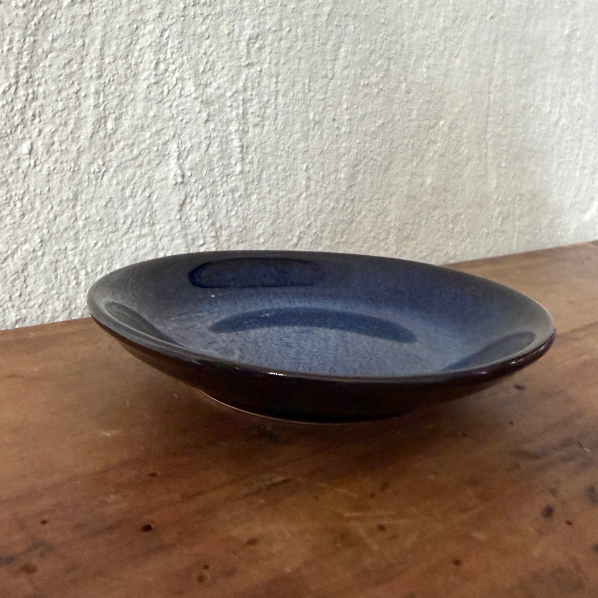 Blue ceramic candle plate 6 cm