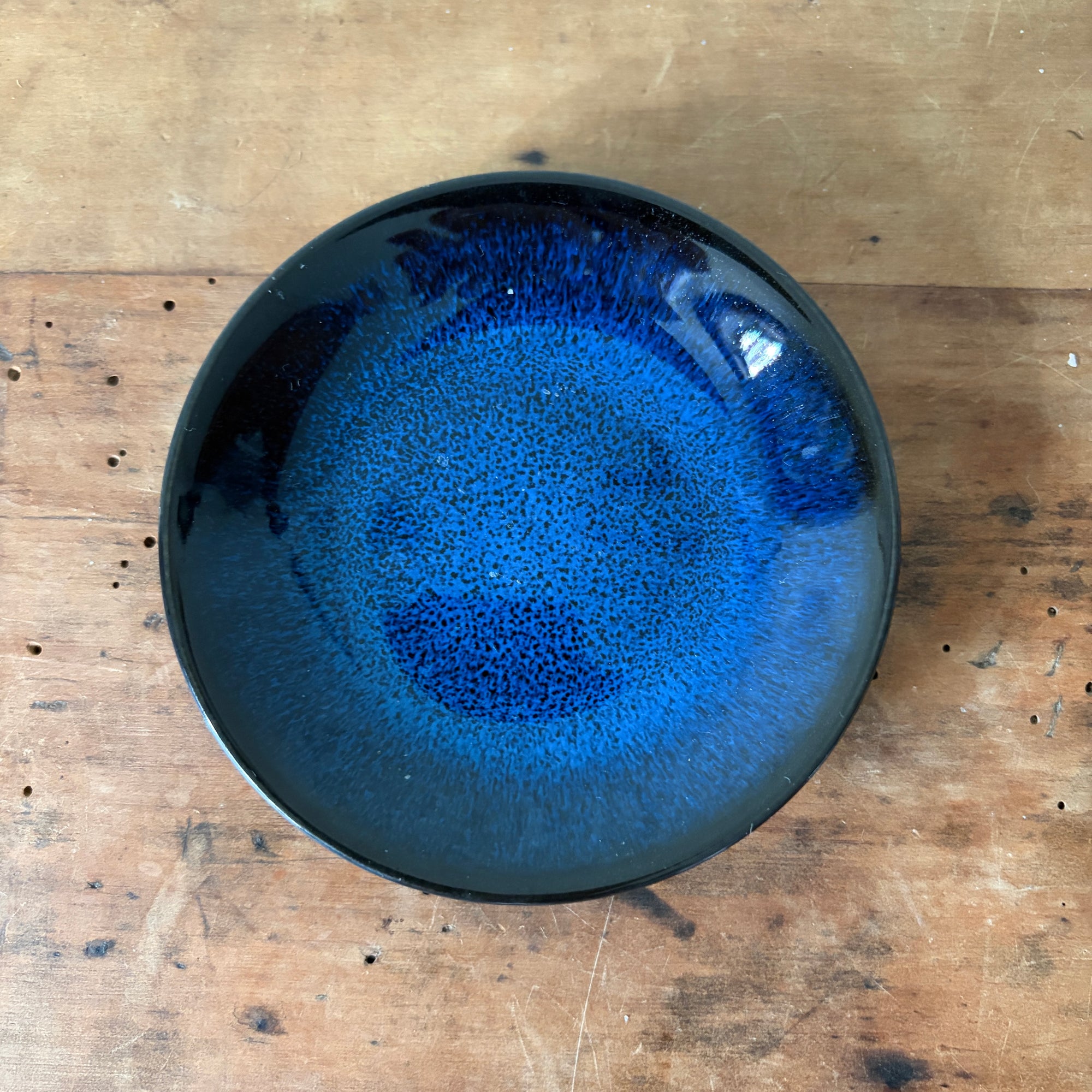 Blue ceramic candle plate 6 cm