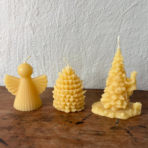 Beeswax candle Christmas gift pack - Christmas Tree, Angel, Pine cone 2