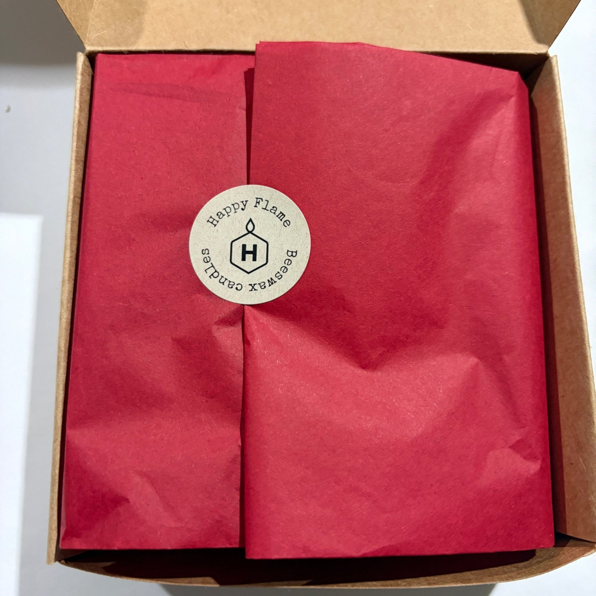 Beeswax candle Christmas gift pack - packaging inside the box