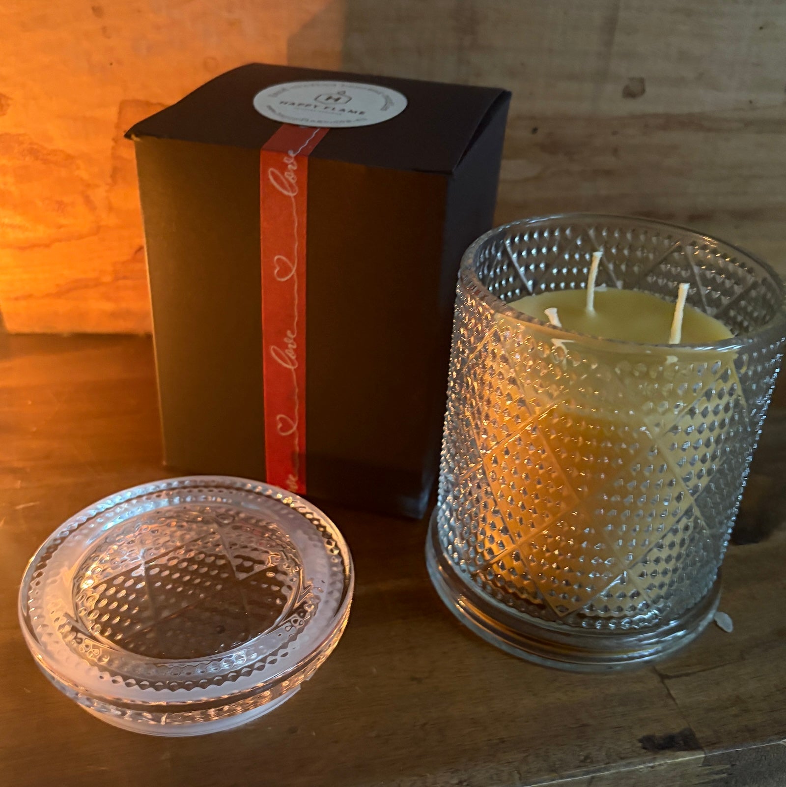 Raindrop triple wick  beeswax candle