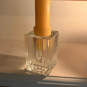 Ribbed glass candle stick holder - Happy Flame