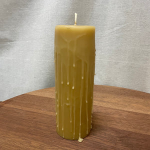 Medieval beeswax pre - dripped XX large 22 cm candles - Happy Flame