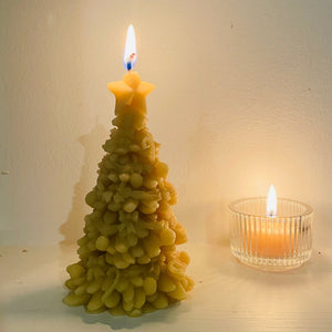 Christmas Tree Beeswax Candle 3 - Happy Flame