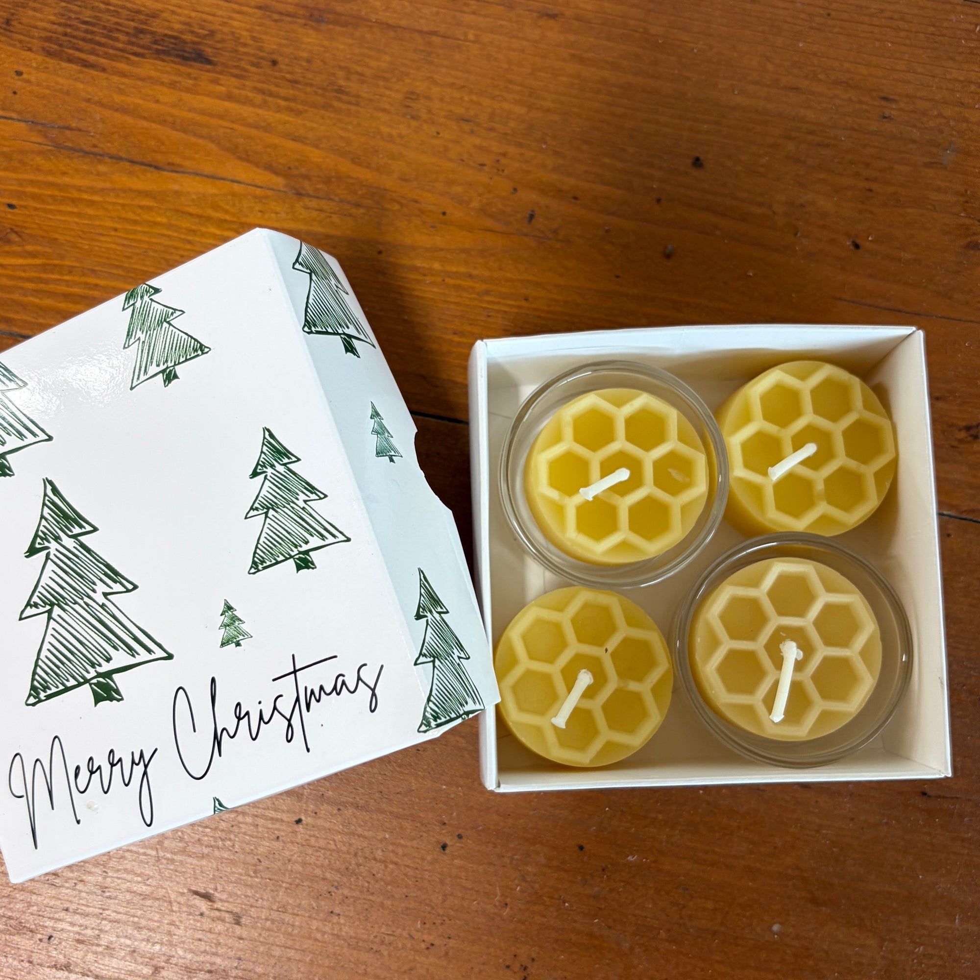 Beeswax Christmas box of tea lights