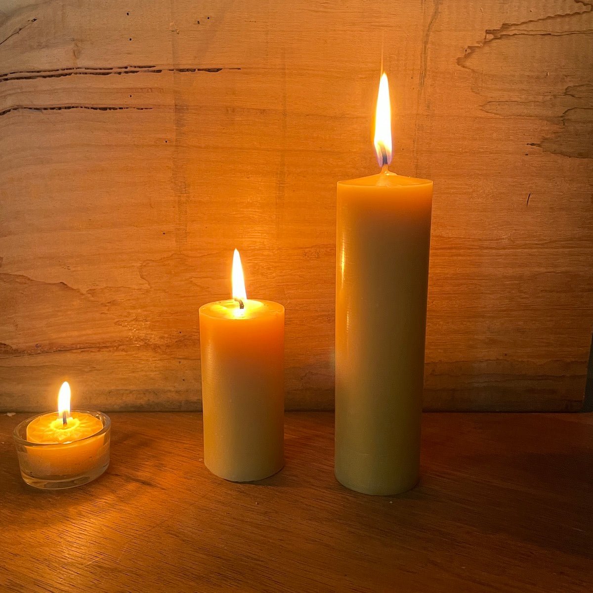 Byron Bay Light - Beeswax Pillar Candle 3 - Happy Flame