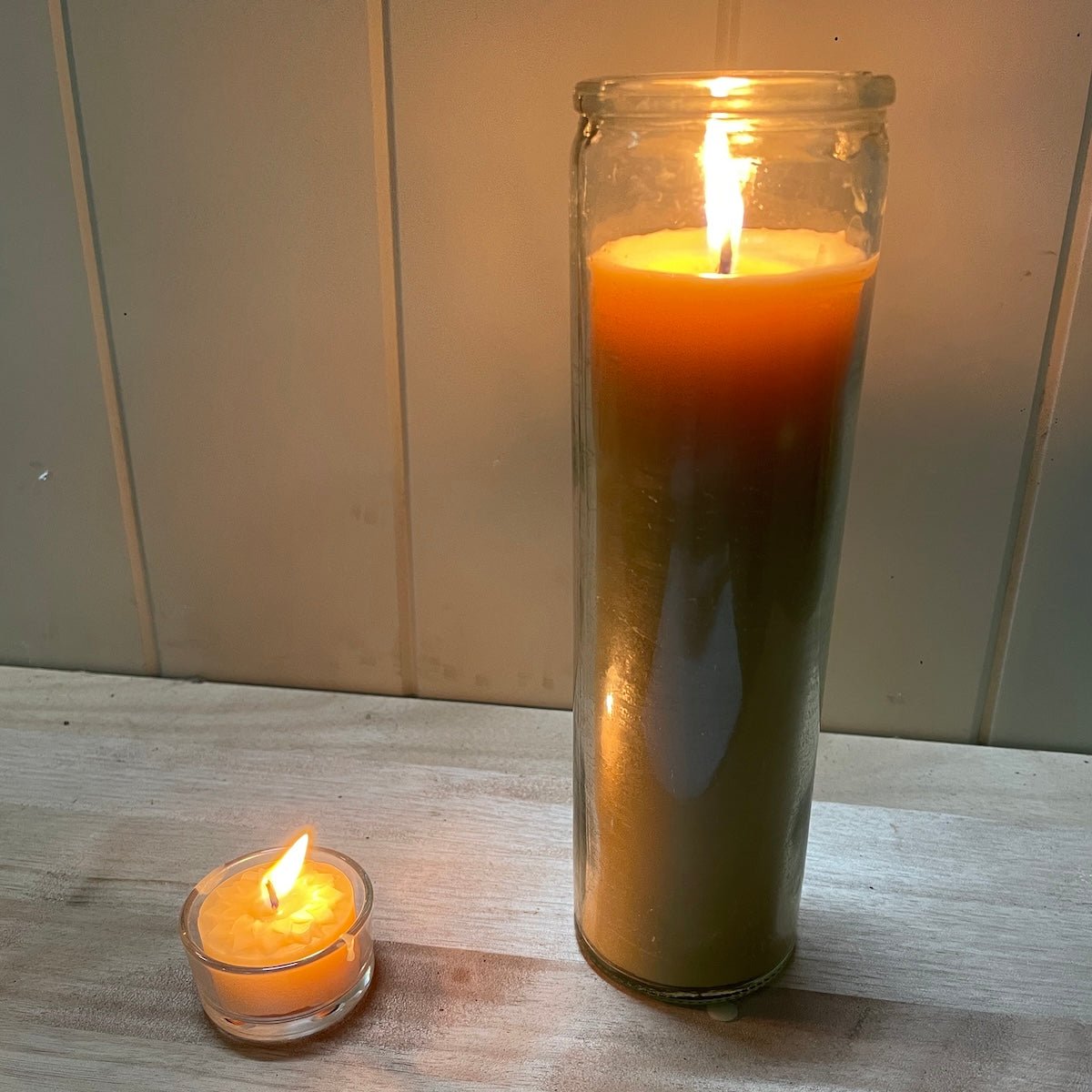 Beeswax ceremonial candle in glass 2 - Happy Flame