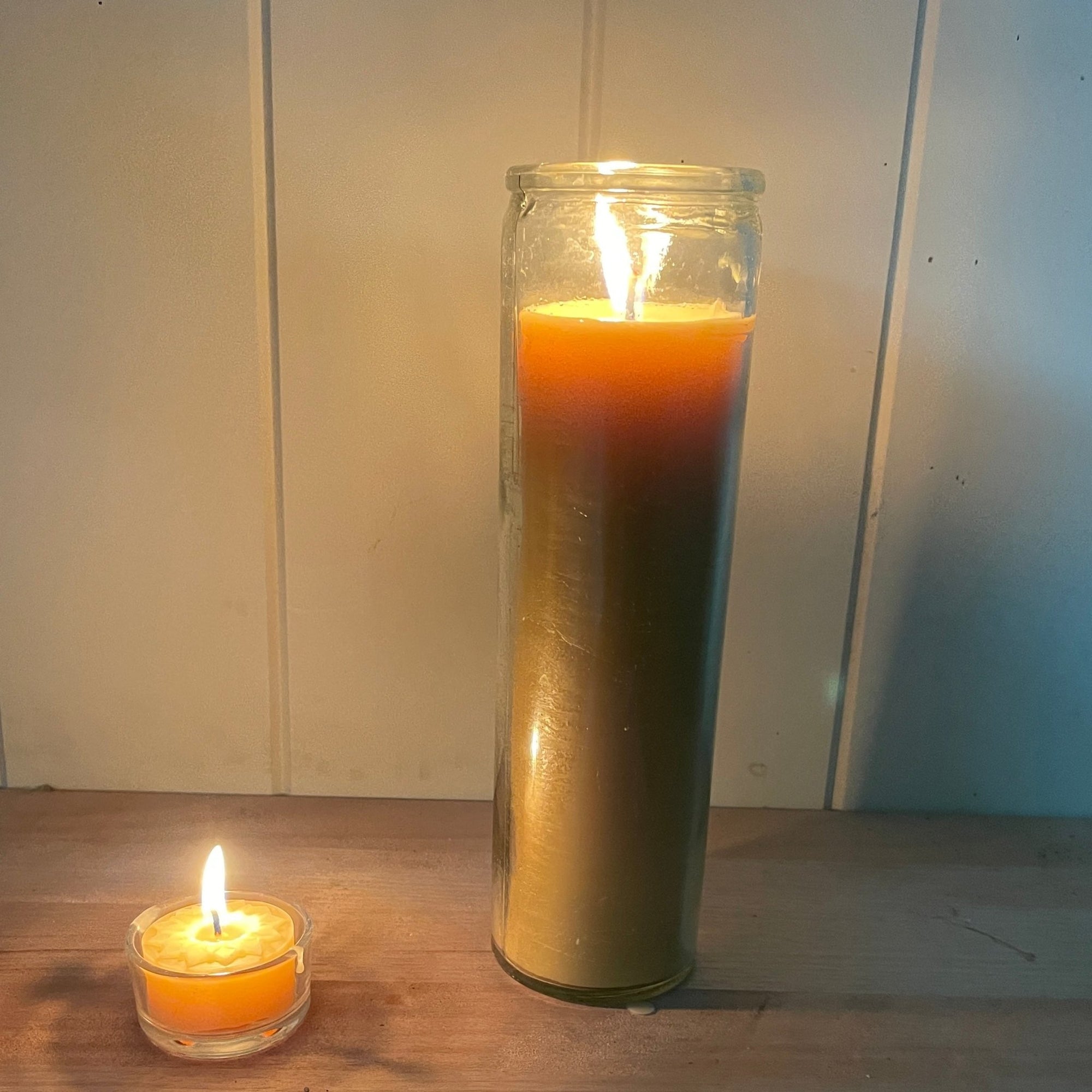 Beeswax ceremonial candle in glass 3 - Happy Flame