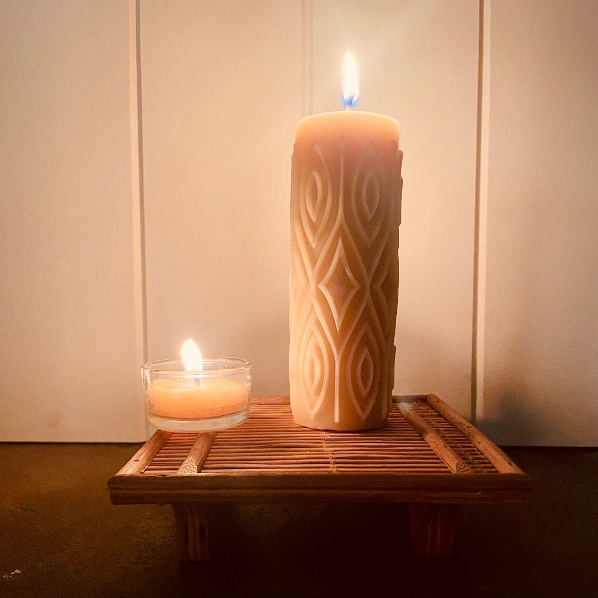 Gift box of candles each month - Diamond Beeswax Pillar Candle - Happy Flame