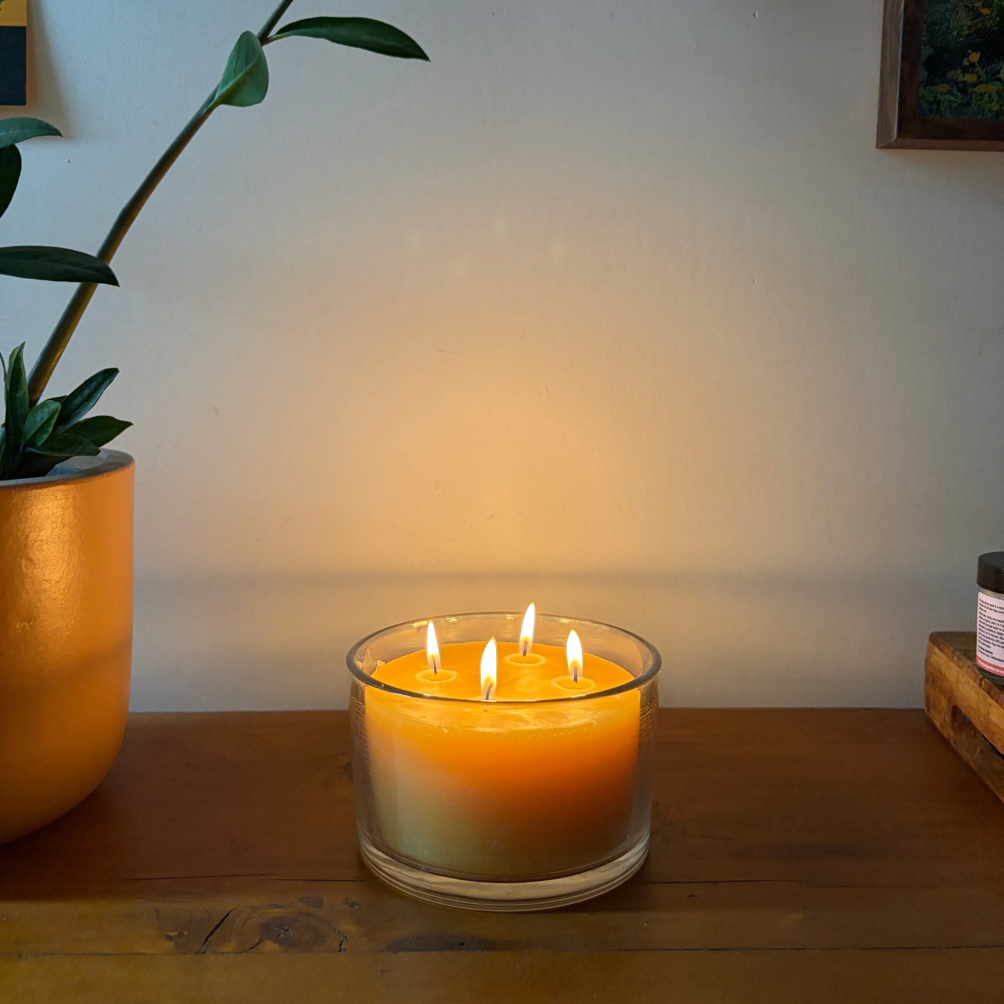 Beeswax four wick coffee table candle