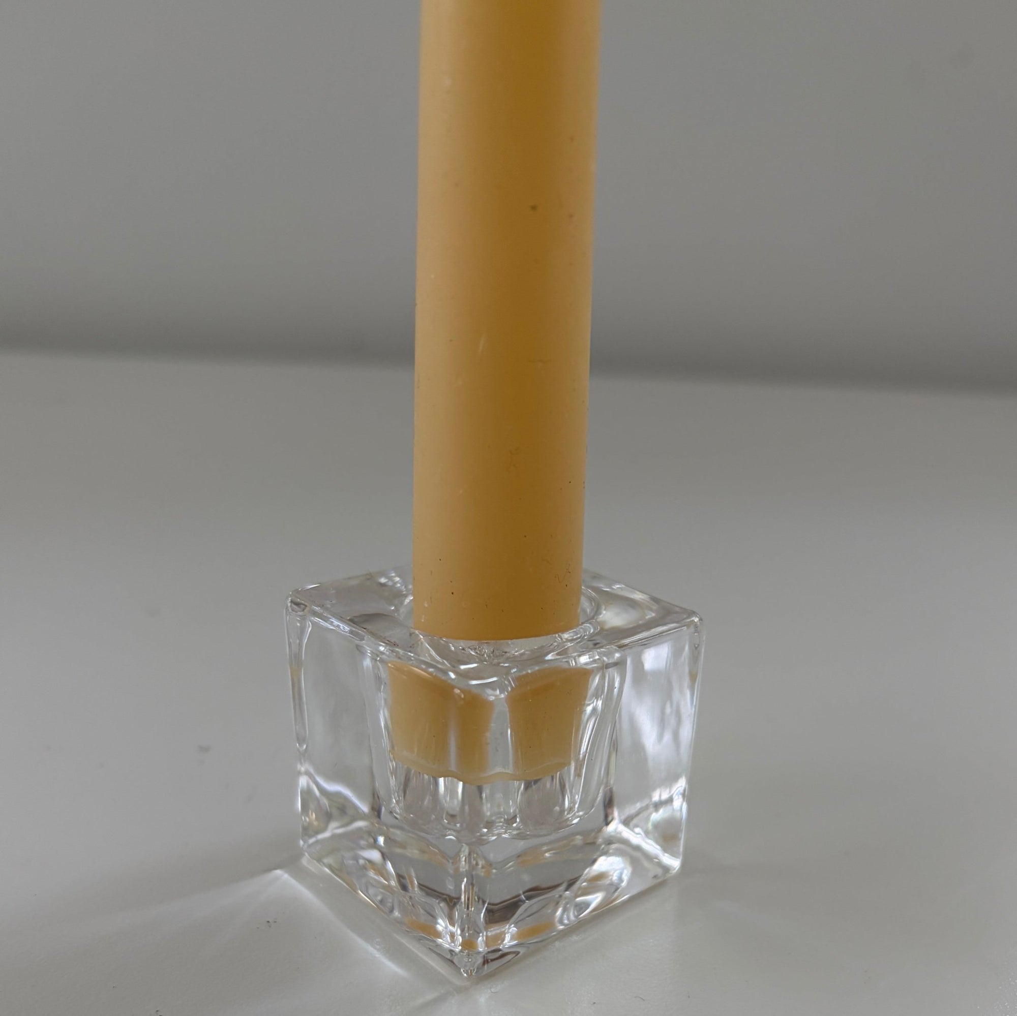 Clear glass candle stick holder 4 cm cube