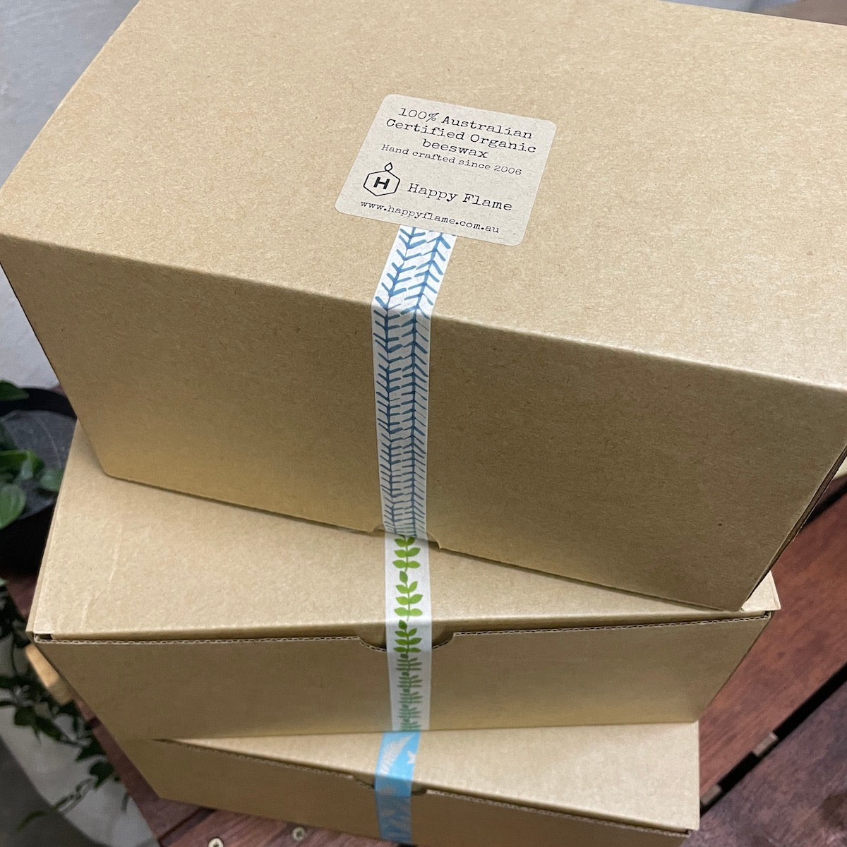 360 - Hour Beeswax Pillar Candle Pack packaging - Happy Flame