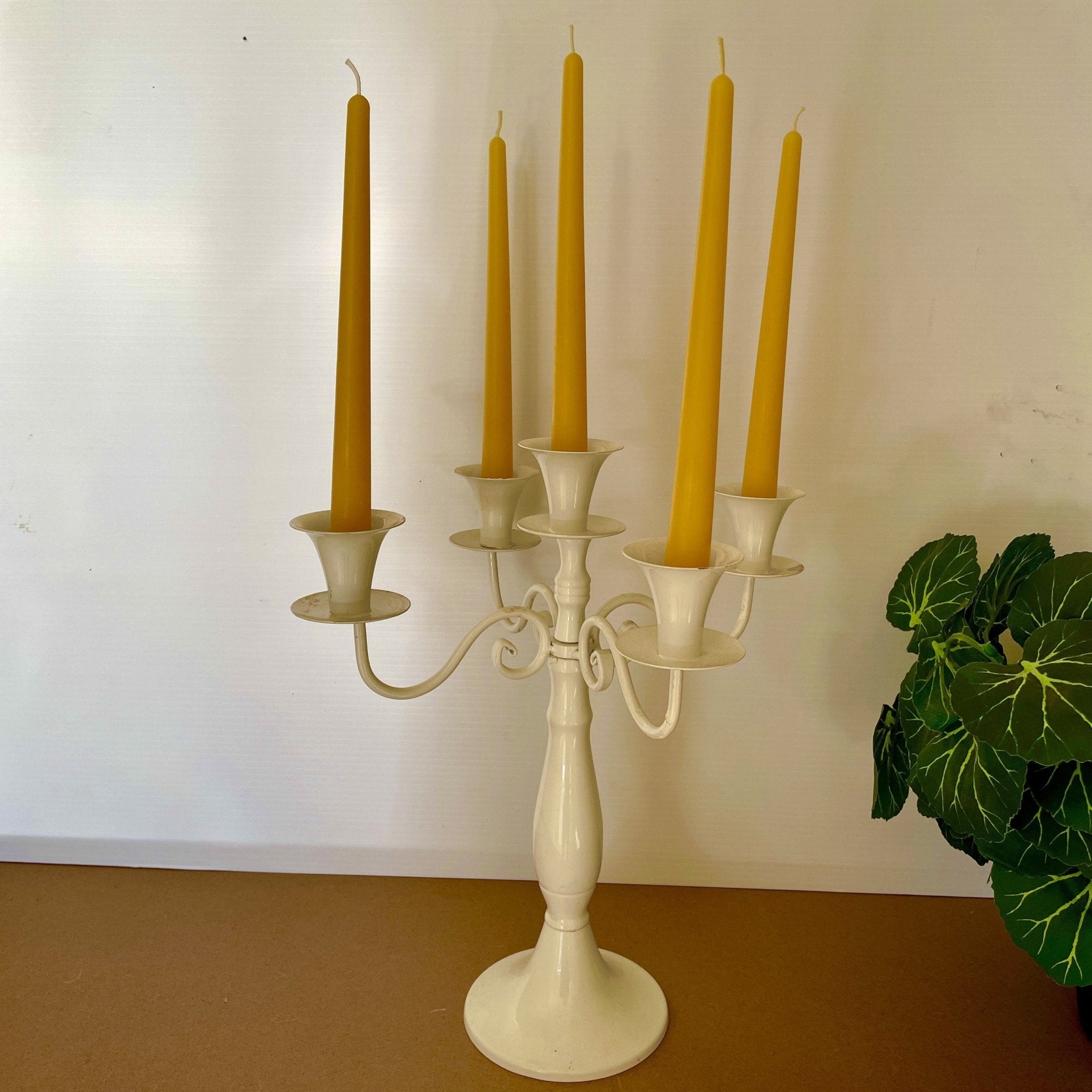 6 Hour Beeswax Taper Candle 2 - Happy Flame