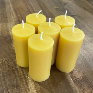 "Byron Light" beeswax candle Long burning Solid candle Happy Flame 6 x small Byron light Std beeswax $99.50 save $11.50 
