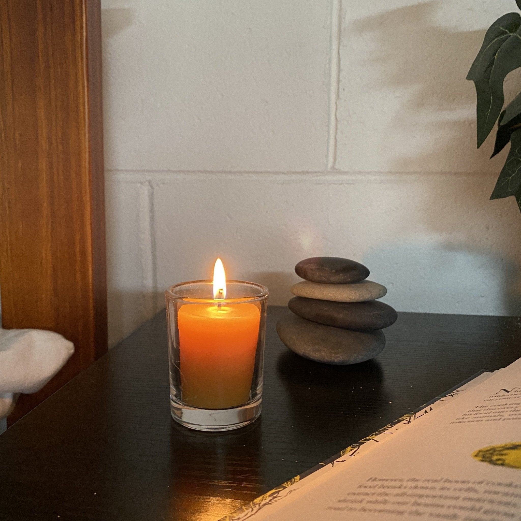 Glass Votive Holder - Happy Flame