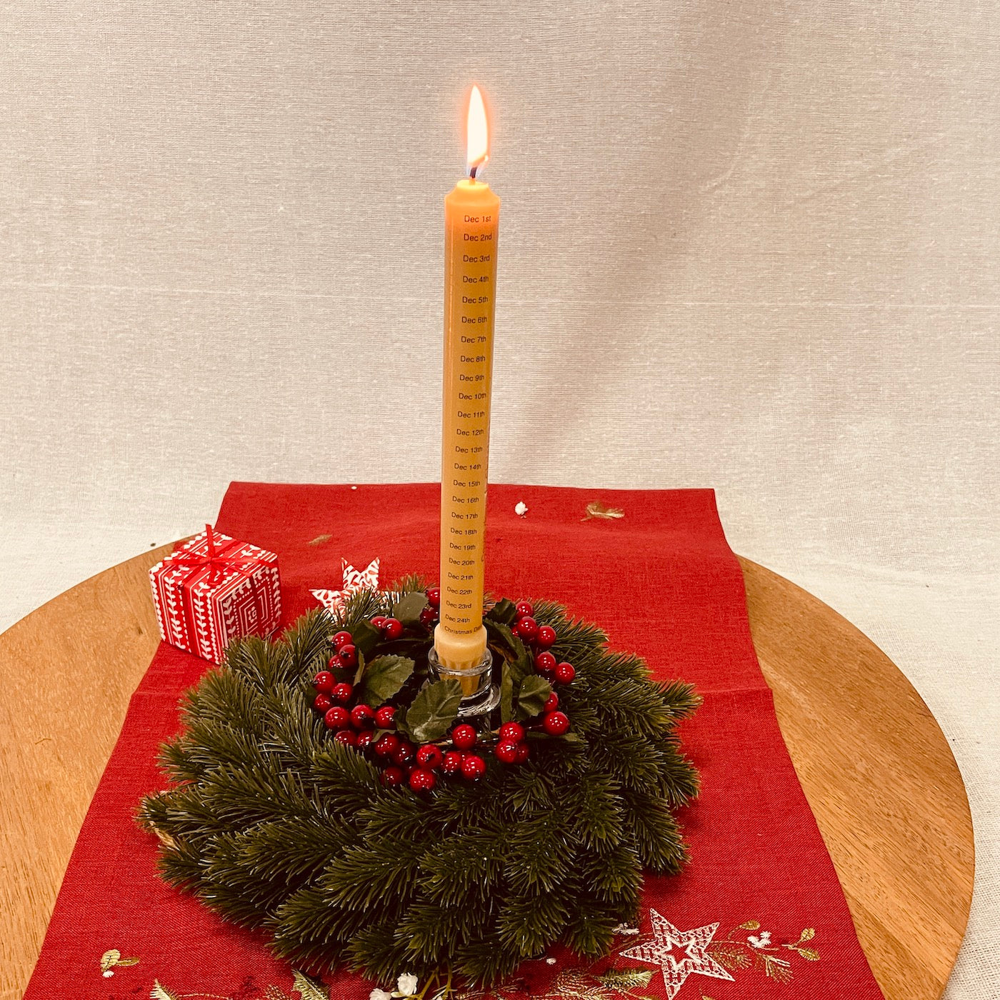 Advent Calendar Beeswax Candle -Count down to Christmas Christmas Happy Flame 