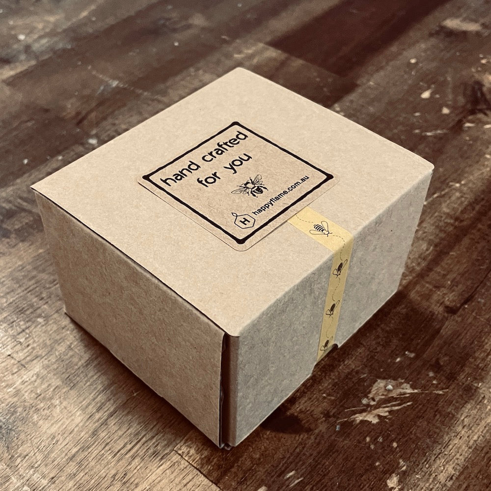 Timber & Leather Beeswax Polish packaging - Happy Flame