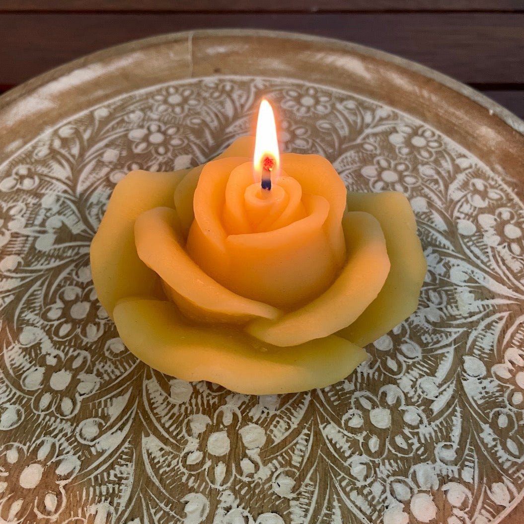 Beeswax Rose Candle - Happy Flame