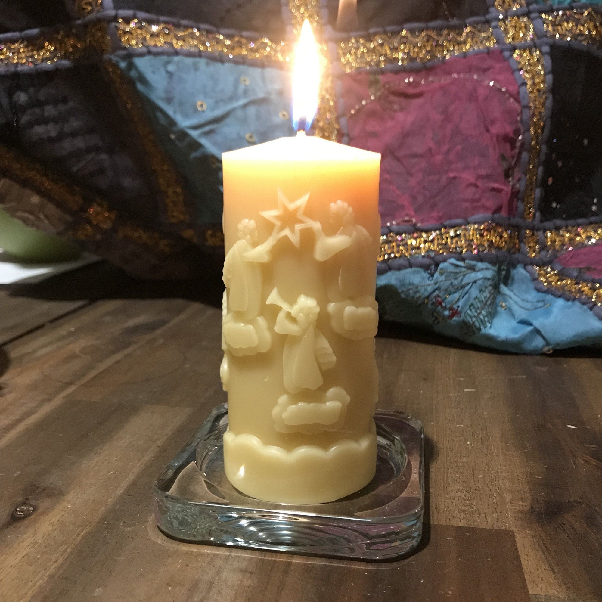 Happy Flame Angel beeswax candle