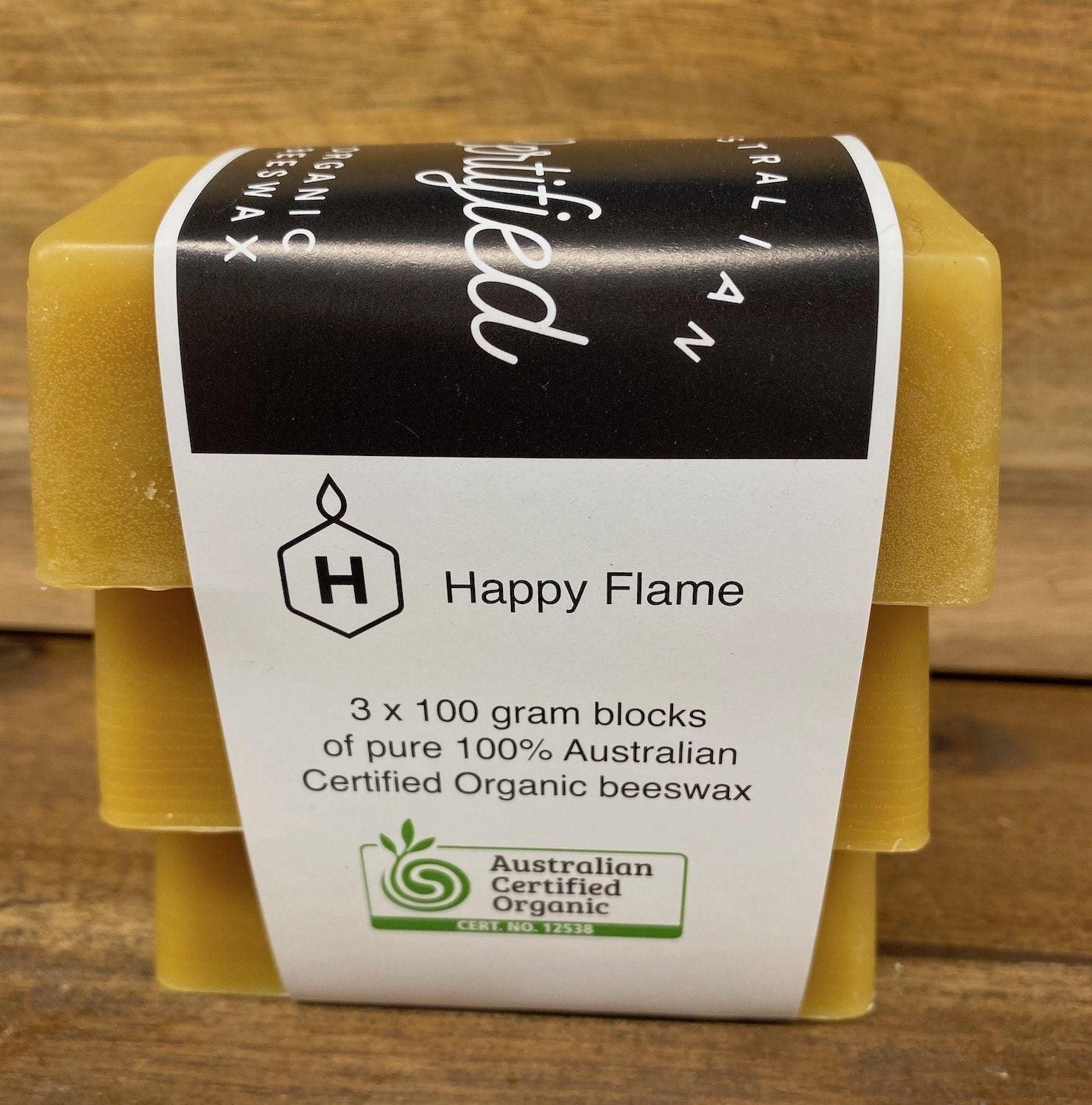 Happy Flame beeswax Australian Certified Organic Beeswax blocks