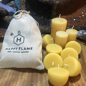 Happy Flame certified organic Refill for family pack- Certified Organic beeswax. 176 hours of candle light