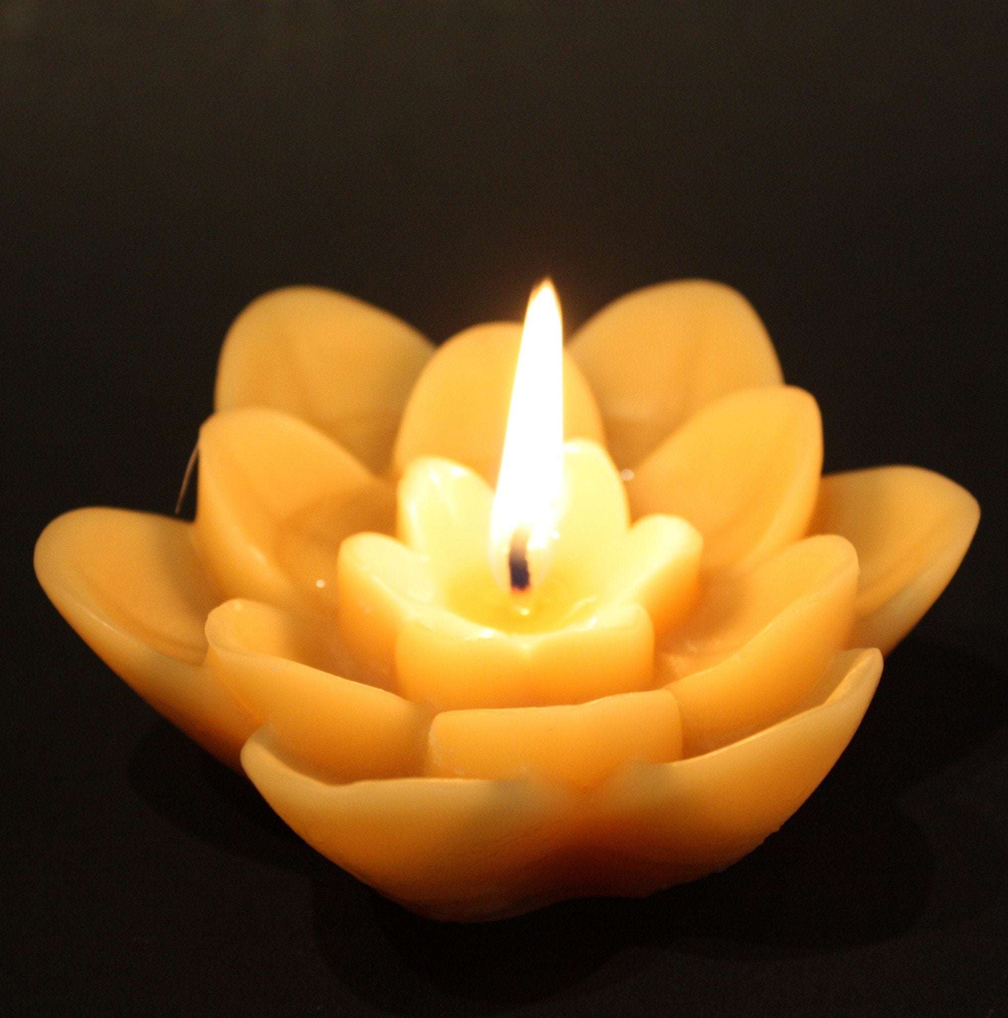 Happy Flame Decorative Floating Lotus Flower beeswax candle